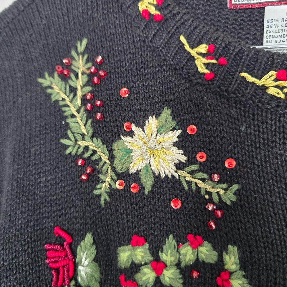 Vtg 2000 Tiara International Embroidered Christmas Sweater Cardigan Sz L Holiday - Picture 7 of 11